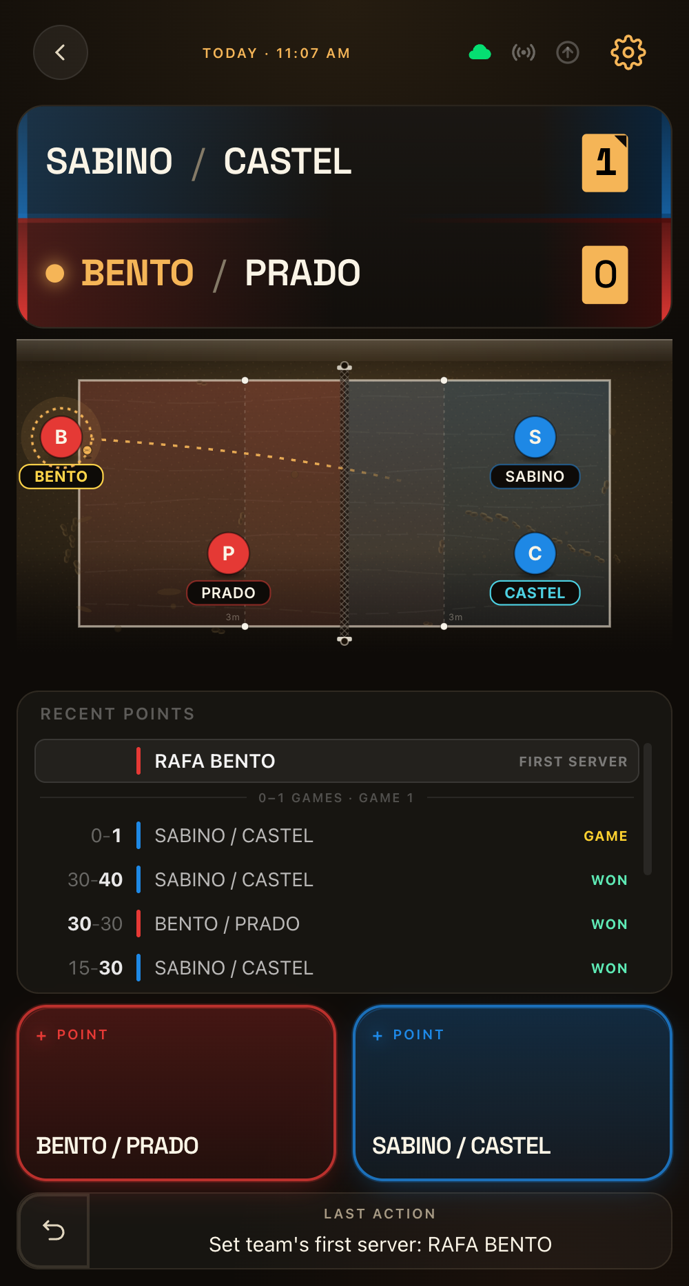 Beach Tennis Ref scoring on a phone